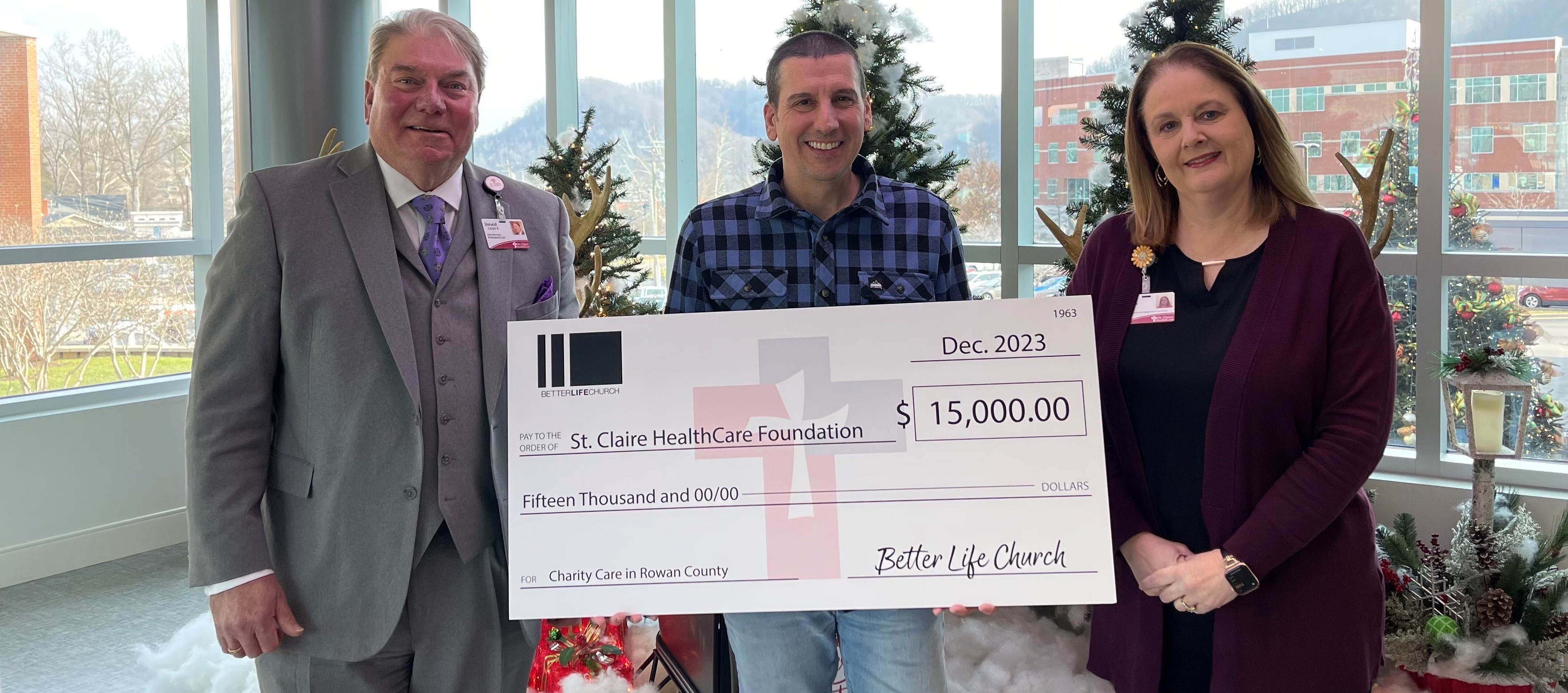 St. Claire HealthCare Foundation Receives $15,000 from Better Life Church to support Charity Care in Rowan County