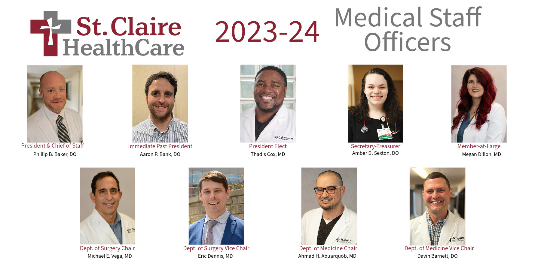 St. Claire HealthCare Introduces Medical Staff Officers