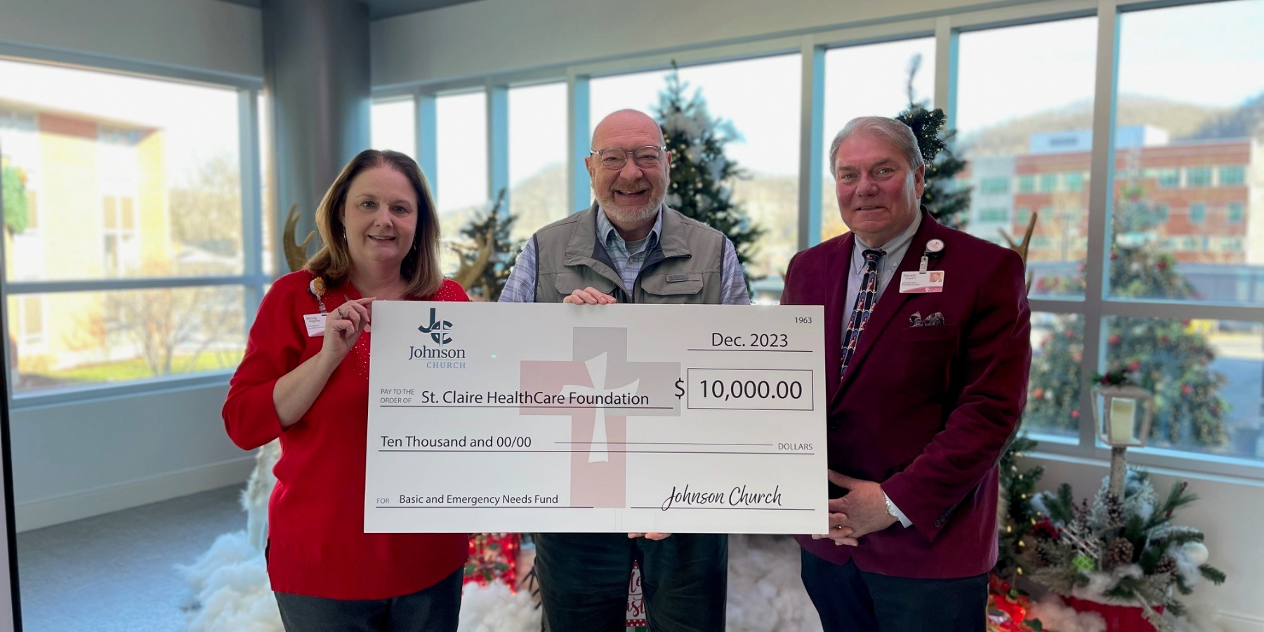 St. Claire HealthCare Foundation Receives $10,000 from Johnson Church for Basic & Emergency Needs Fund